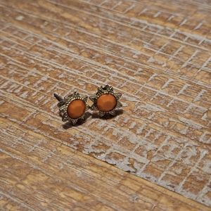 Art Deco Inspired Coral Stud Earrings